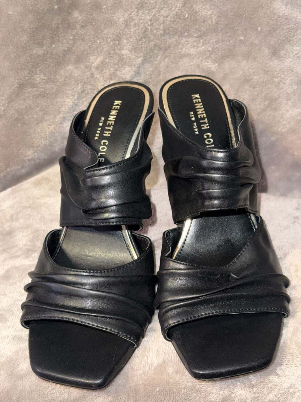Kenneth Cole New York Women's Anika Ruched Padded Open Toe Heeled Mules